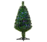 HOMCOM Árbol de Navidad de 90 cm Árbol Artificial de Fibra Óptica de 4 Colores con Soporte Ø48x90cm Verde
