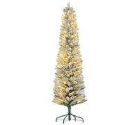 HOMCOM Árbol de Navidad Nevado 180 cm 150 Luces LED Verde y Blanco