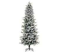 HOMCOM Árbol de Navidad 210cm Nevado Artificial con 784 Puntas de Rama y Soporte de Acero Deco Navideña Diám.70x210 cm Verde y Blanco Aosom España
