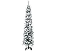 HOMCOM Árbol de Navidad Nevado 210 cm Árbol de Navidad con 490 Ramas Hojas Base Plegable y Soporte Metálico Decoración Navideña para Interiores Verde