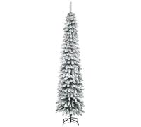 HOMCOM Árbol de Navidad Nevado 210 cm con 490 Ramas Base Plegable Verde | Árbol de Navidad, Hojas, Soporte Metálico, Decoración Navideña para Interiores