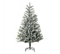 HOMCOM Árbol de Navidad Nevado Artificial 150 cm con 521 Ramas PVC y PE Base Plegable y Soporte de Metal Decoración Navideña para Interiores Ø90x150 cm Verde y Blanco