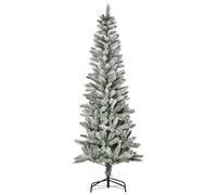 HOMCOM Árbol de Navidad Nevado Artificial 394 Ramas Ø60x180 cm Verde Blanco