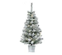 HOMCOM Árbol de Navidad Pequeño Artificial 90 cm con Luces LED 116 Ramas Maceta Desmontable y Soporte de Metal para Interior Aosom España
