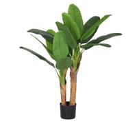 Homcom planta artificial bananero 120 cm con maceta y 15 hojas planta decorativa para interior verde