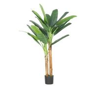 HOMCOM Árbol de Plátano Artificial 150 cm, Planta Artificial Decorativa con Maceta y 2 Troncos, para Decoración del Interior, Hogar, Oficina, Salón, Verde