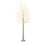 HOMCOM Árbol de Cerezo con 180 Luces LED IP44 Blanco Cálido Lámpara Decorativa de Flor de Cerezo con Luz Ajustable en 3 Modos para Salón Fiestas Interiores 21,5x21,5x180 cm Blanco