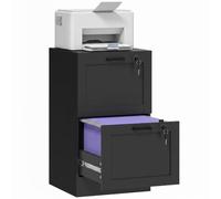 HOMCOM Archivador de 2 cajones con cerradura, archivador vertical con barras ajustables para colgar carpetas tamaño A4 y carta, soporte para impresora con almacenamiento, efecto madera negra