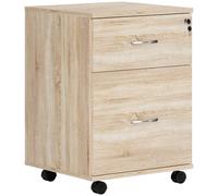 HOMCOM Archivador de 2 cajones con ruedas, archivador móvil para oficina en casa, soporte de impresora pequeño, grano de madera de roble