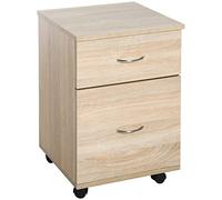 HOMCOM Archivador de 2 cajones con ruedas, archivador móvil para oficina en casa, soporte de impresora pequeño, roble