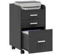 HOMCOM Archivador de 3 cajones, cajones rodantes bajo el escritorio con borde superior para archivadores colgantes de tamaño A4 y carta para la oficina en casa, negro