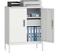 HOMCOM Archivador de Acero de 2 Puertas, Archivador de Oficina con 25 Niveles de Estantes Ajustables y Cerradura, Armario de Almacenamiento Multiusos, para Estudio de Oficina, 80x40x100 cm, Blanco