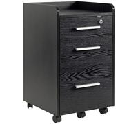 HOMCOM Archivador de oficina con 3 cajones, 5 ruedas, cajonera de oficina con cerradura y 2 llaves para carta/legal/formato A4, armario vertical para estudio, 39,2 x 40 x 65,4 cm, negro