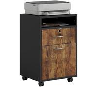 HOMCOM Archivador de Oficina con Cajón, Ruedas con Freno y Estante Abierto, Archivador de Oficina con Cerradura y 2 Llaves para Tamaño Carta/Legal/A4, Armario de, 40x35x60cm, Marrón