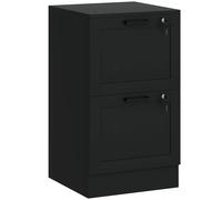 HOMCOM Archivador de oficina, mueble de almacenamiento de madera 2 cajones y cerradura, barras de suspensión ajustables, 40 x 40 x 71 cm, negro