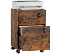 HOMCOM Archivador rodante con 2 cajones, archivador móvil con carpeta colgante para documentos tamaño carta, marrón rústico