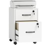 HOMCOM Archivador rodante con 2 cajones, archivador móvil con Carpeta Colgante para Documentos tamaño Carta, Blanco