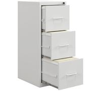 HOMCOM Archivador Vertical de 3 cajones, con Barra Ajustable para Colgar para tamaño A4 y Carta, Soporte de Impresora de Acero para Oficina en casa, Color Blanco Crema