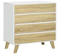 HOMCOM Arcón de 4 cajones de diseño escandinavo Mueble de almacenaje para recibidor, Dormitorio, salón, baño 80 x 40 x 79,5 cm Blanco y Aspecto Madera