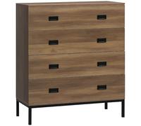 HOMCOM Arcón de 4 cajones de diseño Industrial Mueble de almacenaje Patas de Metal Negro 80 x 39 x 95 cm marrón