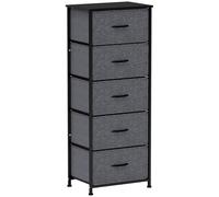 HOMCOM Arcón de 5 cajones con cajón Plegable de Tela - Marco de Acero Negro - 45 x 30 x 116 cm Gris Oscuro