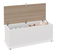 HOMCOM Arcón de Almacenamiento con Tapa Carga Máx. 120 kg para Dormitorio Salón 100x40x40 cm Natural y Blanco Natural y Blanco