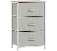 HOMCOM Arcón de Tela de 3 cajones, chifonier, Mueble de almacenaje Moderno, Estructura de Acero y guías Regulables, arcón de Dormitorio, arcón de salón, arcón de recibidor, 45 x 30 x 71 cm, Gris
