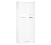 HOMCOM Armario Alto de 2 Puertas Mueble Auxiliar de Almacenaje Multifuncional con 5 Estantes y Baldas Ajustables Moderno para Salón Dormitorio Cocina 59x31x155 cm Blanco