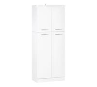 HOMCOM Armario Alto de 2 Puertas Mueble Auxiliar de Almacenaje Multifuncional con 5 Estantes y Baldas Ajustables Moderno para Salón Dormitorio Cocina 59x31x155 cm Blanco