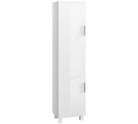 HOMCOM Armario alto de baño mueble columna de almacenamiento 2 puertas y estantes ajustables 40 x 30 x 167,5 cm blanco