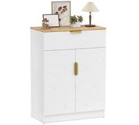 HOMCOM Armario Aparador, Armario Moderno con Cajón y Estante Ajustable para Salón, Cocina, Comedor, Entrada, Blanco