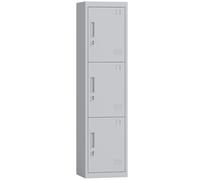 HOMCOM Armario Archivador 3 Puertas en Acero - Cerradura Independiente y Ventilación, 45 x 38 x 180 cm (Gris Claro)