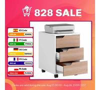HOMCOM Cajonera de Oficina con Ruedas Mueble Archivador con 3 Cajones Cajonera para Escritorio Estudio 40x50x57,5 cm Roble y Blanco