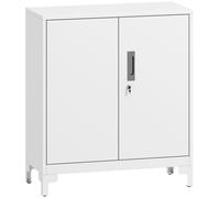 HOMCOM Armario Archivador Metálico con 2 Puertas Cerradura Estante Fácil Montaje para Oficina Estudio Garaje 80x35x91 cm Blanco