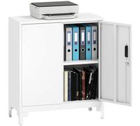 HOMCOM Armario Archivador Metálico con Cerradura, 2 Puertas y Estante, Fácil Montaje, Armario de Oficina Archivador para Estudio Garaje Sala de Estar 80x35x91 cm Blanco