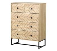 HOMCOM Armario Auxiliar con 5 Cajones Cómoda Mesilla de Noche Organizador de Almacenaje para Oficina en Madera 80x39.5x110cm Aosom España