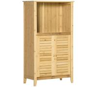 HOMCOM Armario Auxiliar de Baño de Bambú 2 Puertas 50x25,5x92 cm Natural