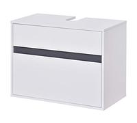 HOMCOM Armario Bajo Lavabo y Tapa Columna de Baño, Madera Blanca con 2 Cajones y Corte en U, 67 x 36 x 52cm