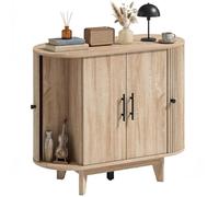 HOMCOM Armario Buffet Ovalado 4 Puertas 90x40x76 cm Roble