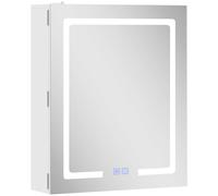 HOMCOM Armario con espejo para baño con iluminación estante ajustable, puerta, 3 temperaturas de color, anti-vaho 50 x 15 x 60 cm blanco Aosom España