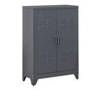 HOMCOM Armario de Almacenamiento Aparador de Metal con Doble Puerta Cierre Magnético y 2 Estantes Ajustables para Oficina Salón Dormitorio 75x33x110 cm Gris