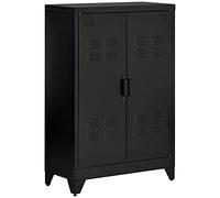 HOMCOM Armario de Almacenamiento Aparador de Metal con Doble Puerta Cierre Magnético y 2 Estantes Ajustables para Oficina Salón Dormitorio 75x33x110 cm Negro