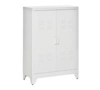 HOMCOM Armario de Almacenamiento Aparador de Metal con Doble Puerta Cierre Magnético y 2 Estantes Ajustables para Oficina Salón Dormitorio 75x33x110 cm Blanco