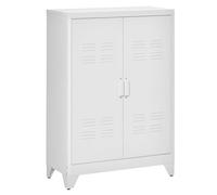 HOMCOM Armario de Almacenamiento Aparador de Metal con Doble Puerta Cierre Magnético y 2 Estantes Ajustables para Oficina Salón Dormitorio 75x33x110 cm Blanco