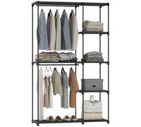 HOMCOM Armario de almacenamiento, armario portátil, armario dormitorio con 2 barras de suspensión y 6 estantes, fácil de montar, armario para vestidor, dormitorio, vestidor, 111x43x185cm, negro