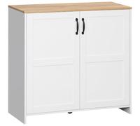 HOMCOM - Armario de Almacenamiento de aparador, Cocina con Armario de 2 Puertas y 2 estantes Ajustables, Color Blanco y Madera, 90 x 39,5 x 88 cm