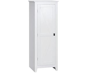 HOMCOM Armario de Almacenamiento Buffet Cocina, Mueble de Almacenamiento para Cuarto de baño, Ahorro de Espacio, Estilo clásico, con 3 estantes Ajustables, Altura 120 cm, Madera Blanca