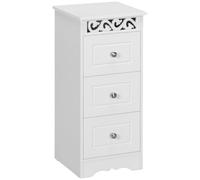 HOMCOM Armario de Almacenamiento con 3 Cajones 29,8x29,8x68,5 cm Blanca | Cajonera, Cómoda, Armario Baño con Cajones, para Cocina Comedor Salón Dormitorio Baño