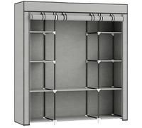 HOMCOM Armario de almacenamiento plegable de tela con barra de suspensión y estantes, 150 x 43 x 162,5 cm, gris claro