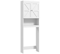 HOMCOM Armario de almacenamiento sobre el inodoro mueble de baño armario 2 puertas estante 58,5x23x170 cm Blanco Aosom España